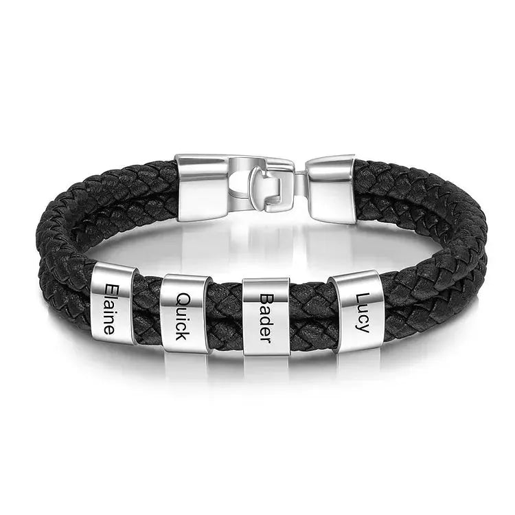 Copy of Pulsera de cuero con nombres grabados - Moroveta