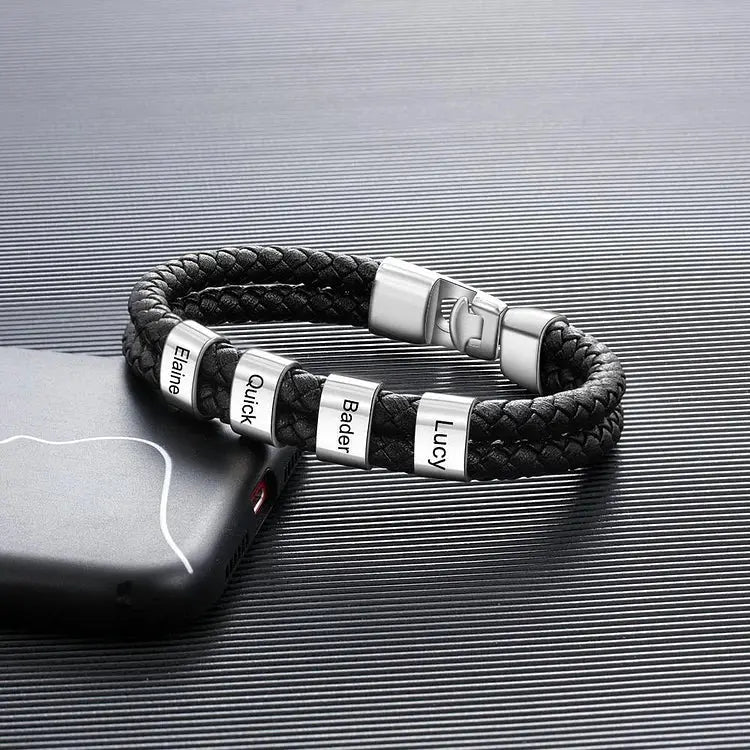 Copy of Pulsera de cuero con nombres grabados - Moroveta