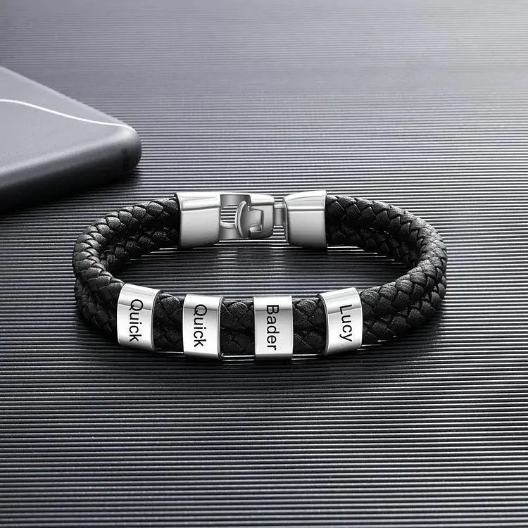 Copy of Pulsera de cuero con nombres grabados - Moroveta