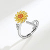 Anillo giratorio girasol con inicial - Moroveta