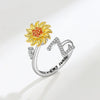 Anillo giratorio girasol con inicial - Moroveta