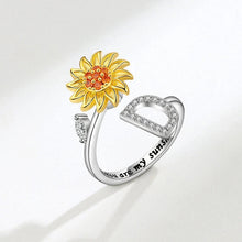 Cargar imagen en el visor de la galería, Anillo giratorio girasol con inicial - Moroveta