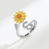 Anillo giratorio girasol con inicial - Moroveta