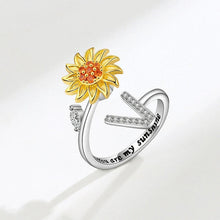 Cargar imagen en el visor de la galería, Anillo giratorio girasol con inicial - Moroveta