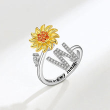 Cargar imagen en el visor de la galería, Anillo giratorio girasol con inicial - Moroveta