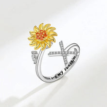 Cargar imagen en el visor de la galería, Anillo giratorio girasol con inicial - Moroveta