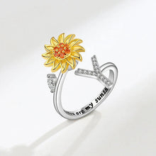 Cargar imagen en el visor de la galería, Anillo giratorio girasol con inicial - Moroveta