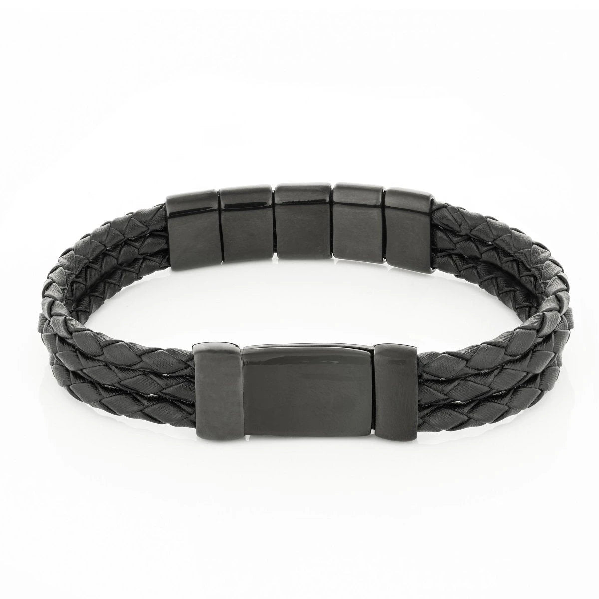 Lederarmband mit gravierten schwarzen Namensbeads - Moroveta